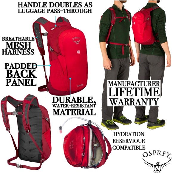 OSPREY Bags Nwt Osprey Lifetime Warranty Daylite Backpack Carries 3l Hydraulics Reservoir
